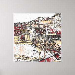 Seagull on the bridge in Hythe Canvas Print