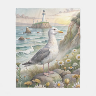Seagull on The Coast Fleece Blanket