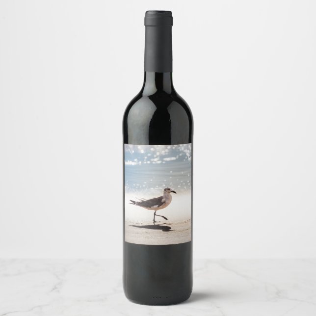 Seagull on Virginia Beach Wine Label (Front)