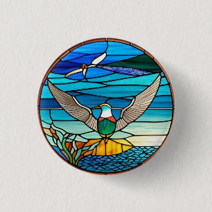 Seagull Over Ocean 3 Cm Round Badge