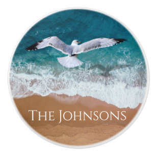 Seagull over the Sea Shore Ceramic Knob