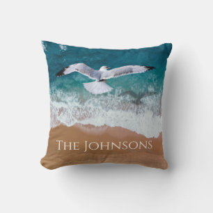 Seagull over the Sea Shore Cushion