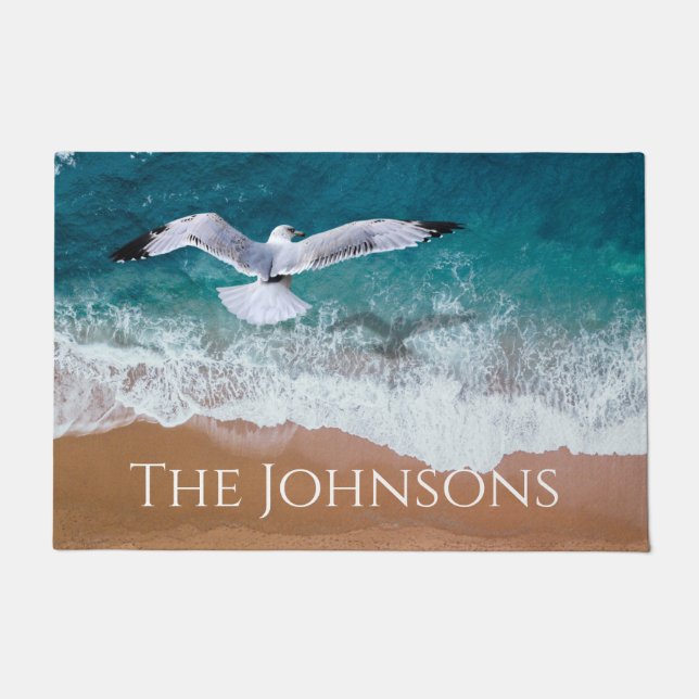 Seagull over the Sea Shore Doormat (Front)