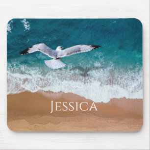 Seagull over the Sea Shore Mouse Mat