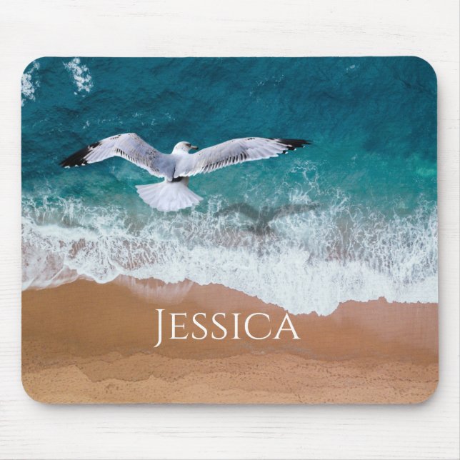 Seagull over the Sea Shore Mouse Mat (Front)