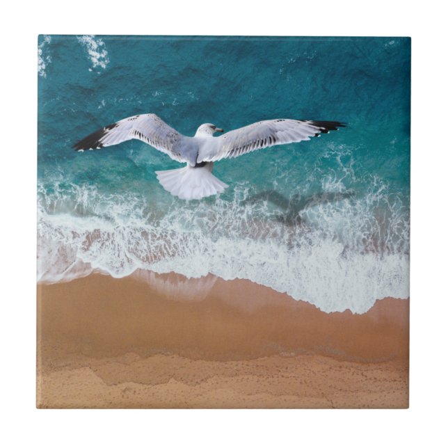 Seagull over the Sea Shore Tile (Front)