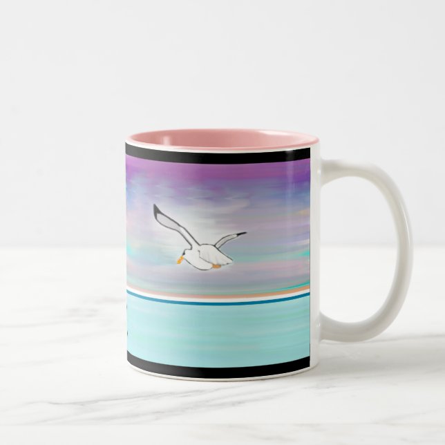 Seagull Over the Sea Two-Tone Coffee Mug (Right)