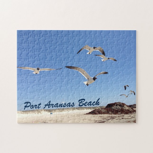 Seagull Photography Pretty Port Aransas Beach Jigsaw Puzzle (Horizontal)