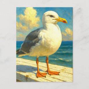Seagull Postcard Coastal Beach Bird Art