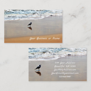 Seagull Reflection with Sand and Ocean Beach Business Card