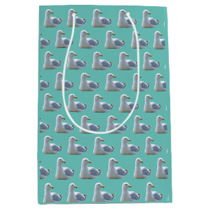 Seagull Resting Coastal Bird Ocean Wildlife Mint Medium Gift Bag