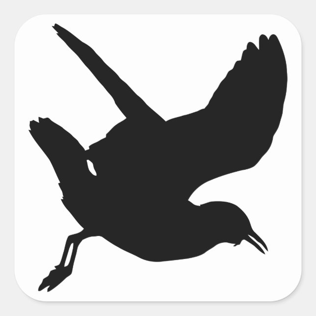Seagull Silhouette Square Sticker (Front)