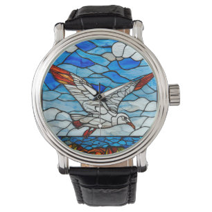 Seagull stained glass watch