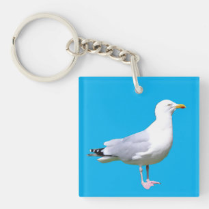 Seagull Standing Coastal Bird Beach Wildlife Art Key Ring