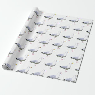Seagull Standing Coastal Bird Wildlife White Wrapping Paper
