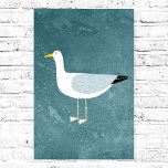 Seagull Standing Poster<br><div class="desc">A cheeky seagull standing by the deep green ocean. Perfect for those who love sassy birds and the coast.</div>