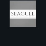 SEAGULL Stylish Modern Grey White Racing Stripes Canvas Print<br><div class="desc">This seaside design features SEAGULL text inside white centre racing stripes against light grey outer stripes.  The text can be personalised.</div>
