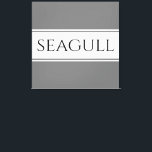 SEAGULL Stylish Modern Grey White Racing Stripes Canvas Print<br><div class="desc">This seaside design features SEAGULL text inside white centre racing stripes against light grey outer stripes.  The text can be personalised.</div>