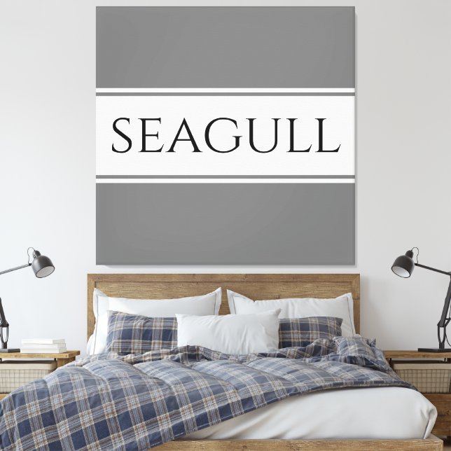 SEAGULL Stylish Modern Grey White Racing Stripes Canvas Print (Insitu(Bedroom))