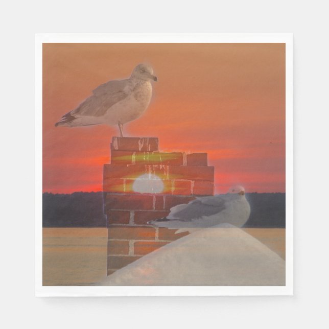 Seagull Sunset Napkin (Front)