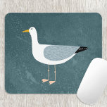 Seagull Teal Mouse Mat<br><div class="desc">A cheeky seagull standing by the ocean. Perfect for those who love birds and the coast.  Original art by Nic Squirrell.</div>