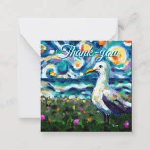 Seagull Van Gogh Style Beach Sky Thank-you Card