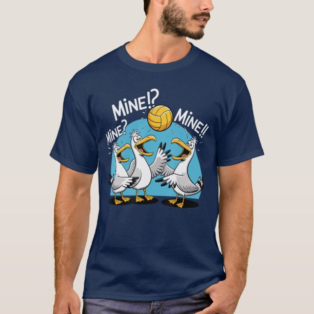 Seagull Volleyball Mine Mine Beach Bird Ocean Love T-Shirt (Front)