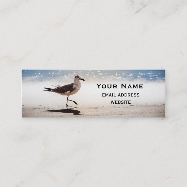 Seagull Walking on Virginia Beach Mini Business Card (Front)