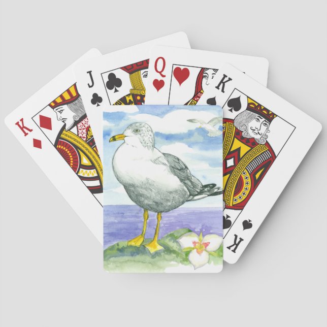 Seagull Waterfowl Sego Lily Shore Bird Playing Cards (Back)