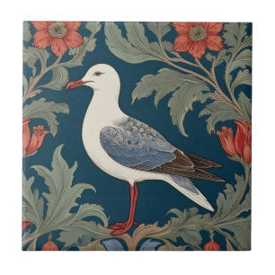 Seagull William Morris style Left Sea Marine Bird Tile