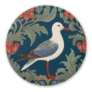 Seagull William Morris style Right Sea Marine Bird Ceramic Knob