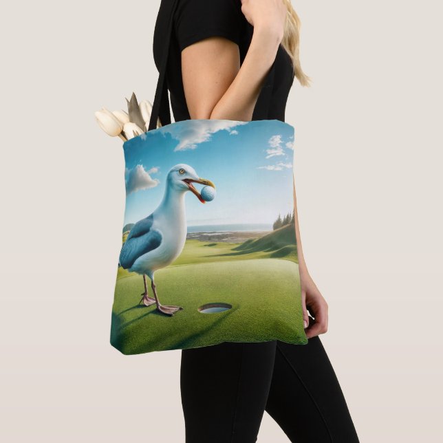 Seagull With a Golf Ball In Its Beak Tote Bag (Close Up)