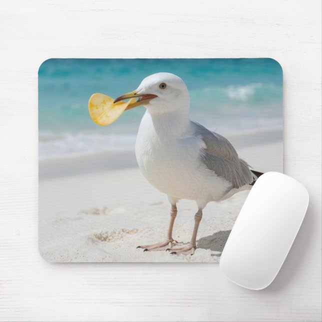 Seagull with a Potato Chip Mouse Mat (With Mouse)