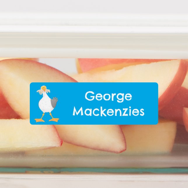 Seagull with French fries cartoon personalised (Affixed)