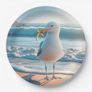 Seagull With French Fries Paper Plate