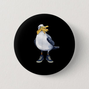 Seagull With Fries And Sneakers Fun T-shirt.png 6 Cm Round Badge
