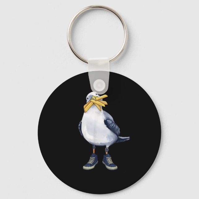 Seagull With Fries And Sneakers Fun T-shirt.png  Key Ring (Front)