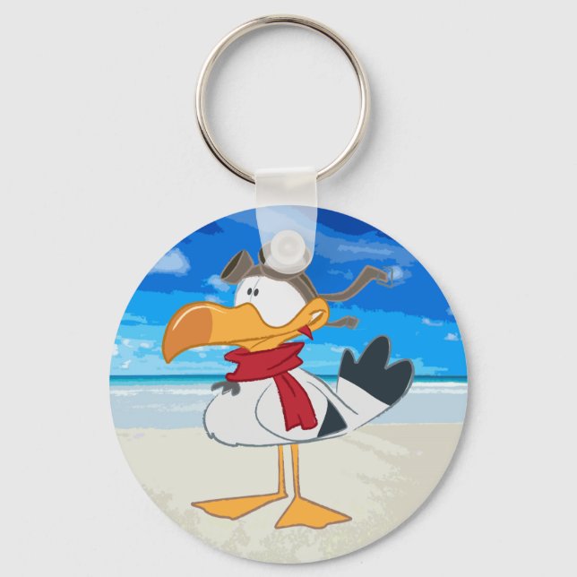 SEAGULL WITH PILOT GOGGLES KEY RING (Front)