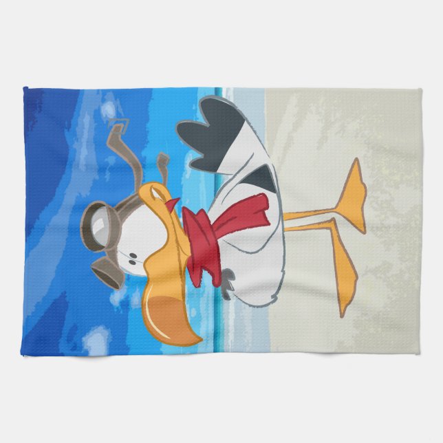 SEAGULL WITH PILOT GOGGLES TEA TOWEL (Horizontal)