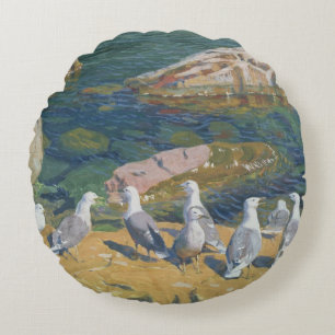 Seagulls, 1910 round cushion