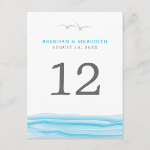 Seagulls above the Ocean Table Number Postcard