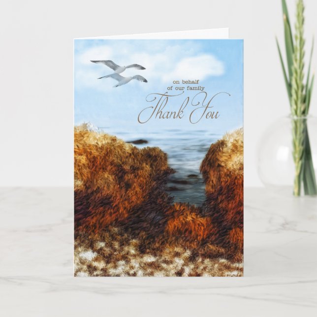 Seagulls and Coastal Painting Sympathy Thank You Card (Front)