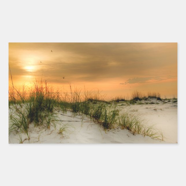Seagulls at Sunrise Rectangular Sticker (Front)