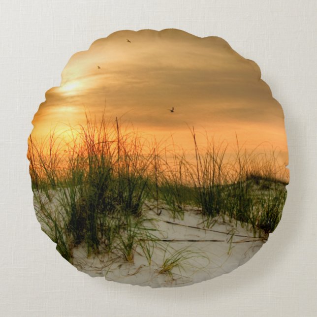 Seagulls at Sunrise Round Cushion (Front)