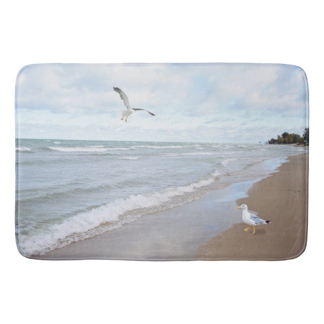 Seagulls at the Beach Bath Mat (Front)