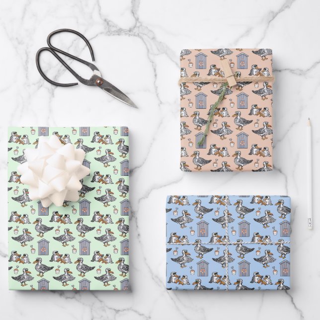 Seagulls at The Beach Hut Wrapping Paper Sheet (Front)