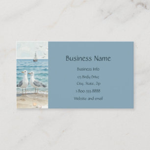 Seagulls at the Beach Ocean Sea Water Art Graphic  Business Card