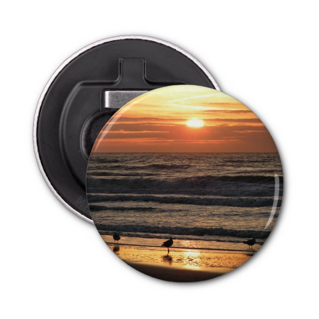 Seagulls by the Sea at Sunset  Bottle Opener (Front)