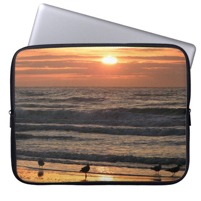 Seagulls by the Sea at Sunset  Laptop Sleeve (Front)