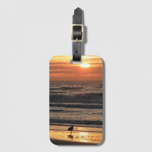 Seagulls by the Sea at Sunset Luggage Tag
